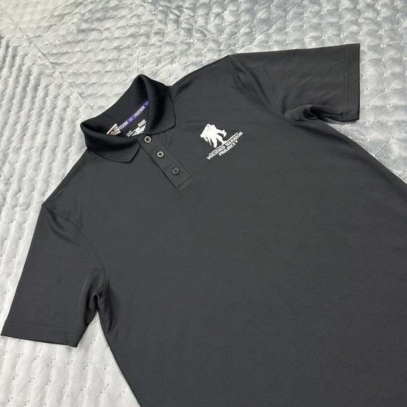 Under Armour Polo Shirt Mens Small Black Wounded Warrior Project Heat Gear Golf - Picture 3 of 11